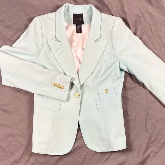 Smythe Classic Duchess Blazer in Aqua | Size 12 - Picture 5 of 6